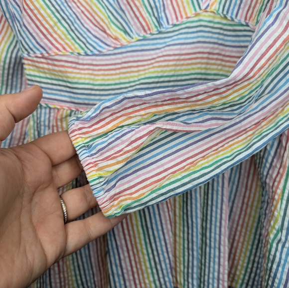NWT J. Crew V-neck Peplum Top in Rainbow Seersucker Woman's XS - Picture 6 of 11